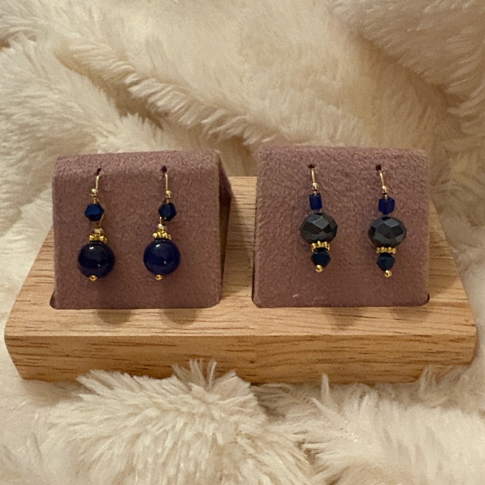 Navy Blue and Gold Earrings by BBbrazil  NWT in gift earrings box